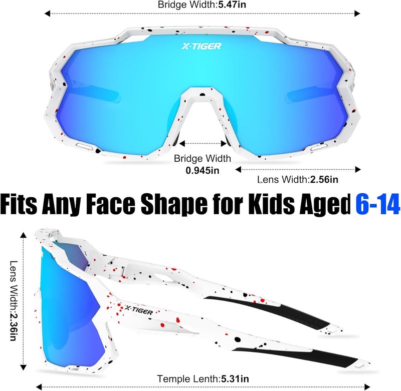 Xtiger Kids Sunglasses Polarized Youth Baseball Sunglasses for 8-14 boys girls UV400 Sports Softball Cycling Glasses - Image 3